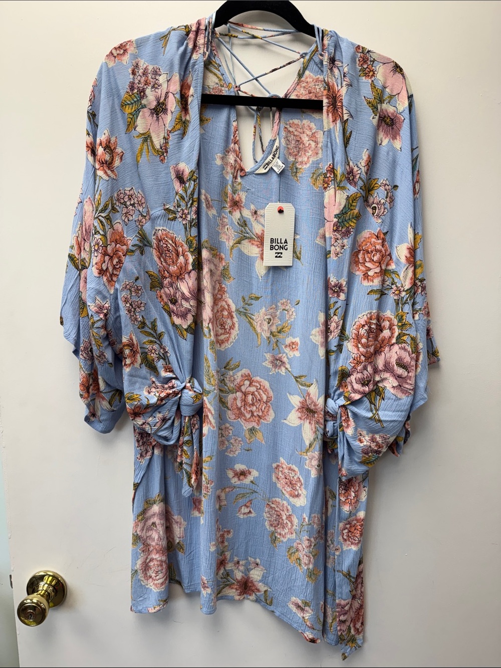 Billabong Pastel Blue Floral Long Sleeve Kimono
